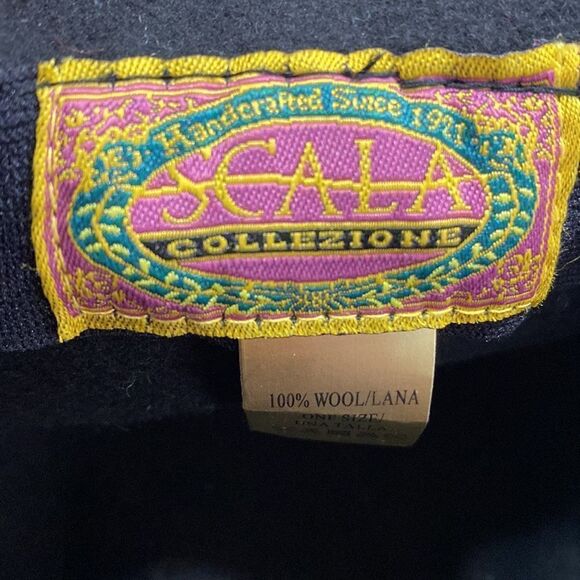 Scala Collezione Black 100% Wool Floral Detail Hat - Picture 12 of 13